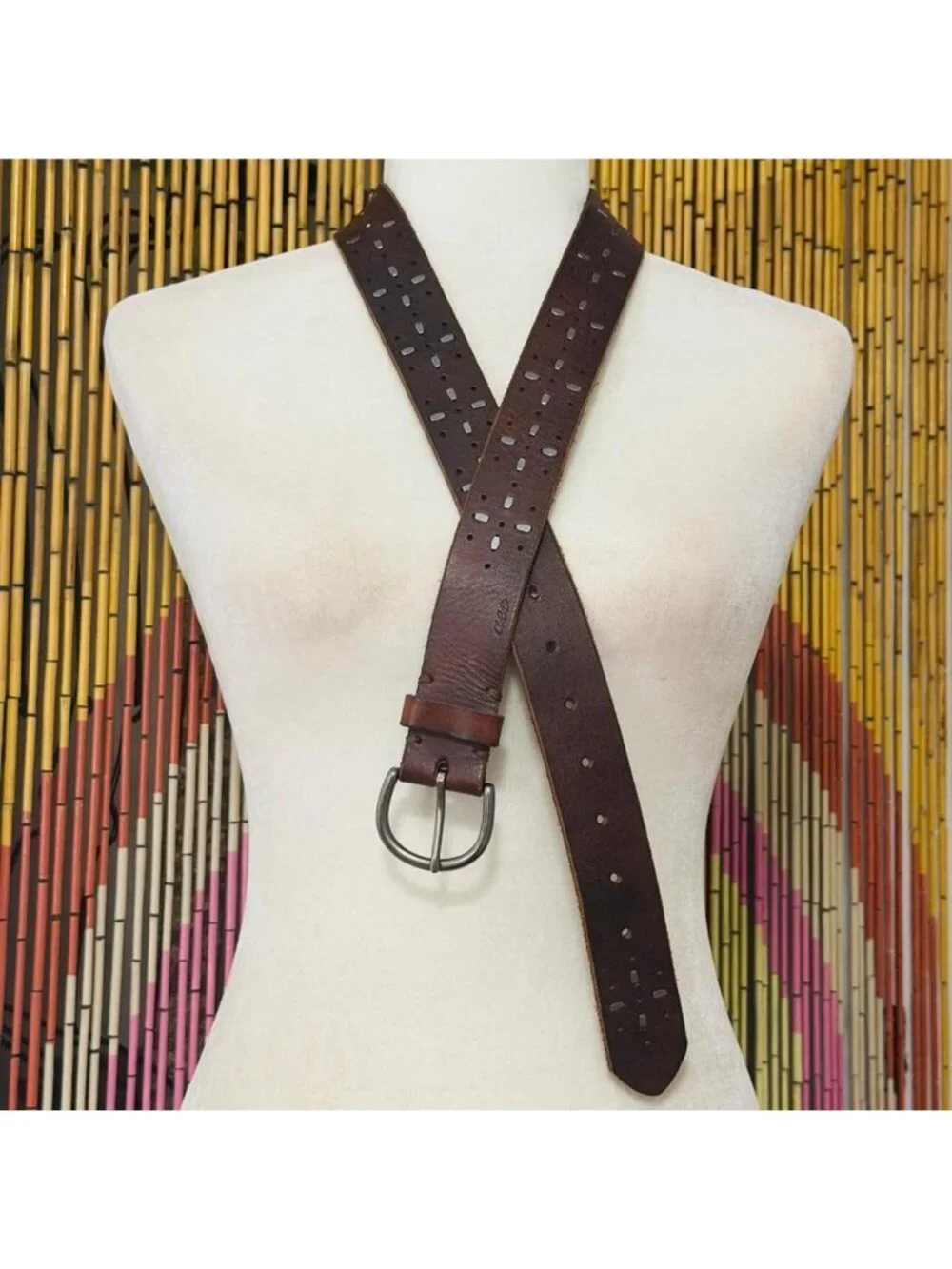 Vintage Y2k American Eagle Outfitters Brown Leather Western Studded Belt